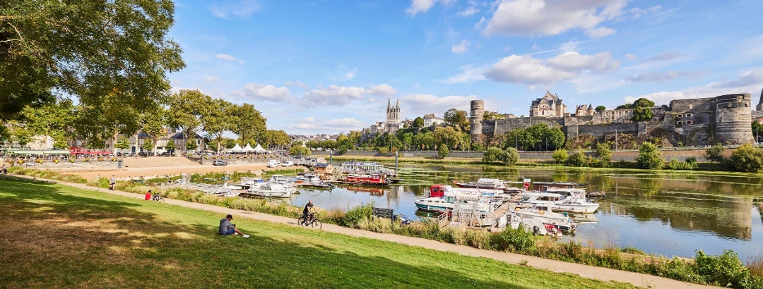 View of the Château d'Angers along the River Maine