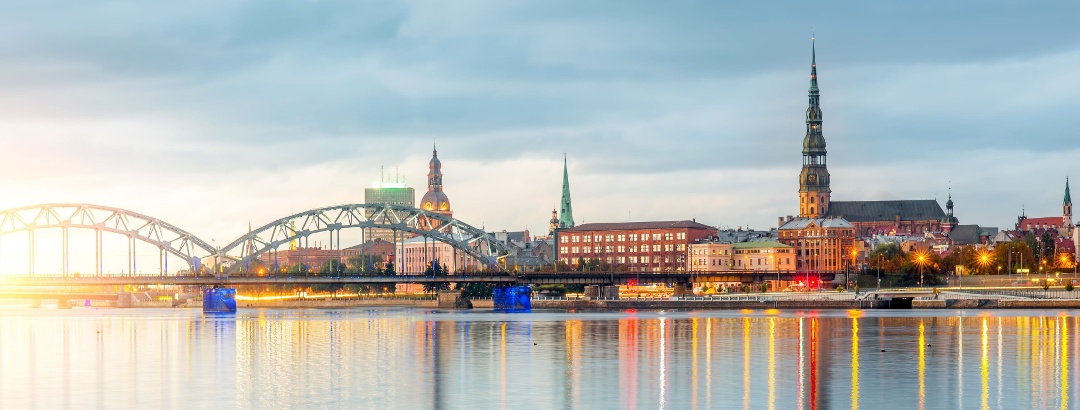 The skyline of Riga in Latvia