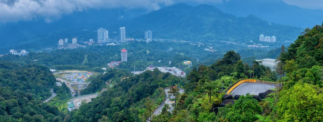 Ausblick von den Genting Highlands in Pahang, Malaysia.