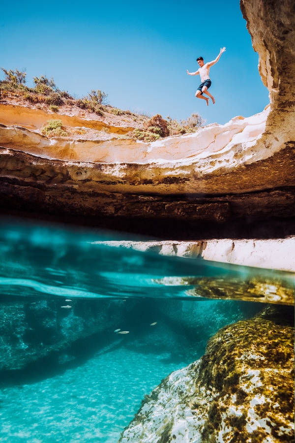 Jumping in St. Peters Pool, Malta