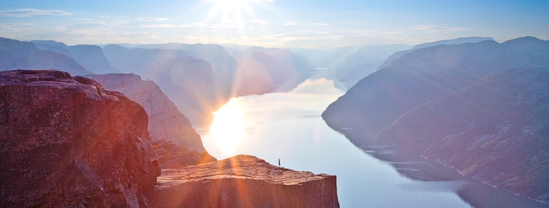 Sunrise over Prekestolen and Lysefjorden